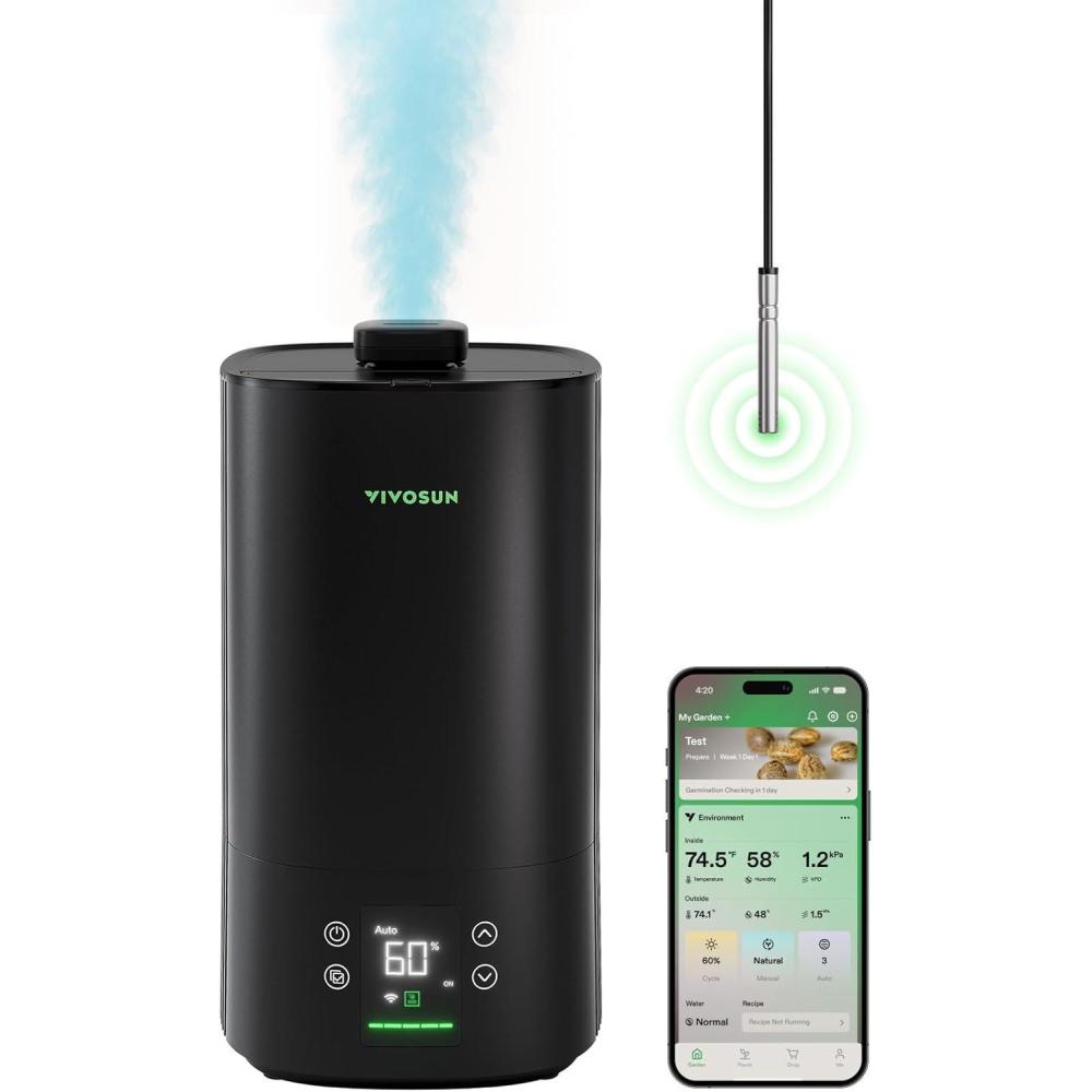 imageVIVOSUN AeroStream H05 Intelligent WiFi Humidifier 132 Gal  5 L Humidifier with Temp ampamp Humidity Probe Smart Remote Control Designed for Growers5 L