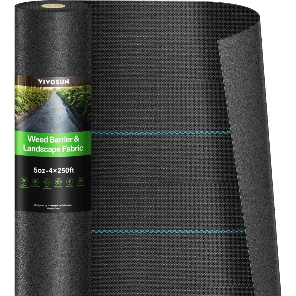 imageVIVOSUN Premium Weed Barrier Landscape Fabric Heavy Duty 3ftx250ft 5oz DoubleLayered Weed Control Mat with High Permeability Commercial Ground Cover Easy Set up ampamp Superior Weed Control4250FT