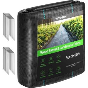 imageVIVOSUN Premium Weed Barrier Landscape Fabric Heavy Duty 3ftx250ft 5oz DoubleLayered Weed Control Mat with High Permeability Commercial Ground Cover Easy Set up ampamp Superior Weed Control350FT