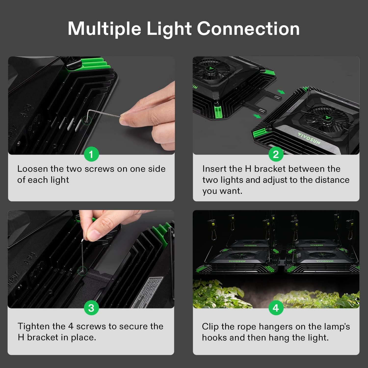 imageVIVOSUN AeroLight Expandable Hbar Spacing Adjustable HBracket for Multiple Lights Connection