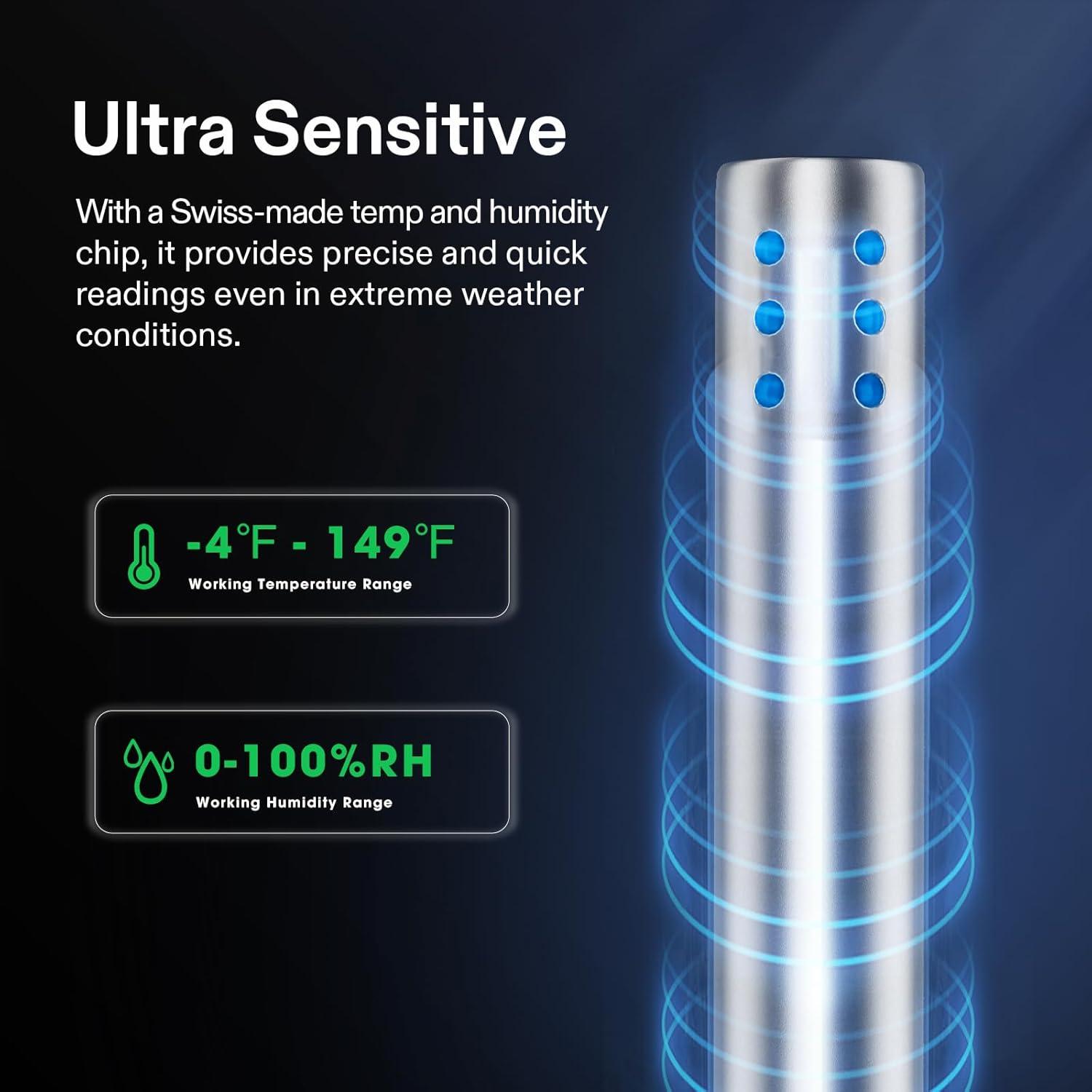 imageVIVOSUN Temperature ampamp Humidity Sensor Probe Waterproof Stainless Steel Environmental Monitoring Probe for GrowHub Controller E42E42A AeroLab THB1THB1S 12ft