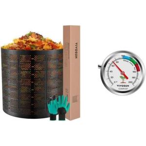 imageVIVOSUN 300 Gallon Outdoor Compost Bin and Compost Thermometer 20 Inch Backyard Soil Thermometer with Stainless Steel Dial for Composting Bins Outdoor Gardening and Planting 0200F