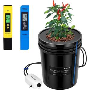 imageVIVOSUN DWC Hydroponic Growing System 5Gallon Deep Water Culture with VIVOSUN pH and TDS Meter Combo