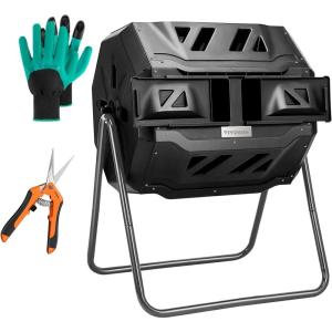 imageVIVOSUN Outdoor Tumbling Composter Dual Rotating Batch Compost Bin with 65 Inch Gardening Hand Pruner Pruning Shear