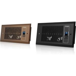 imageVIVOSUN Quiet Register Booster Fan 410 and Quiet Register Booster Fan Smart Register Vent with Thermostat Control Fits 410 Register Holes Heating Cooling AC Vent Fan Black