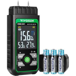 imageVIVOSUN Wood Moisture Meter 3In1 PinType Digital Moisture Tester Ambient Temp ampamp Humidity Tester 7 Modes Color Backlit Screen for Wood Walls Bricks Dried Flowers