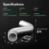 imageVIVOSUN Dryer Vent Hose 4 Inch Aluminum Foil Ducting 25FT Long HeavyDuty Dryer Hose Vent Kit for HVAC Ventilation Exhaust Duct Fan Systems Black Flexible Air Duct w 2 ClampsSilver