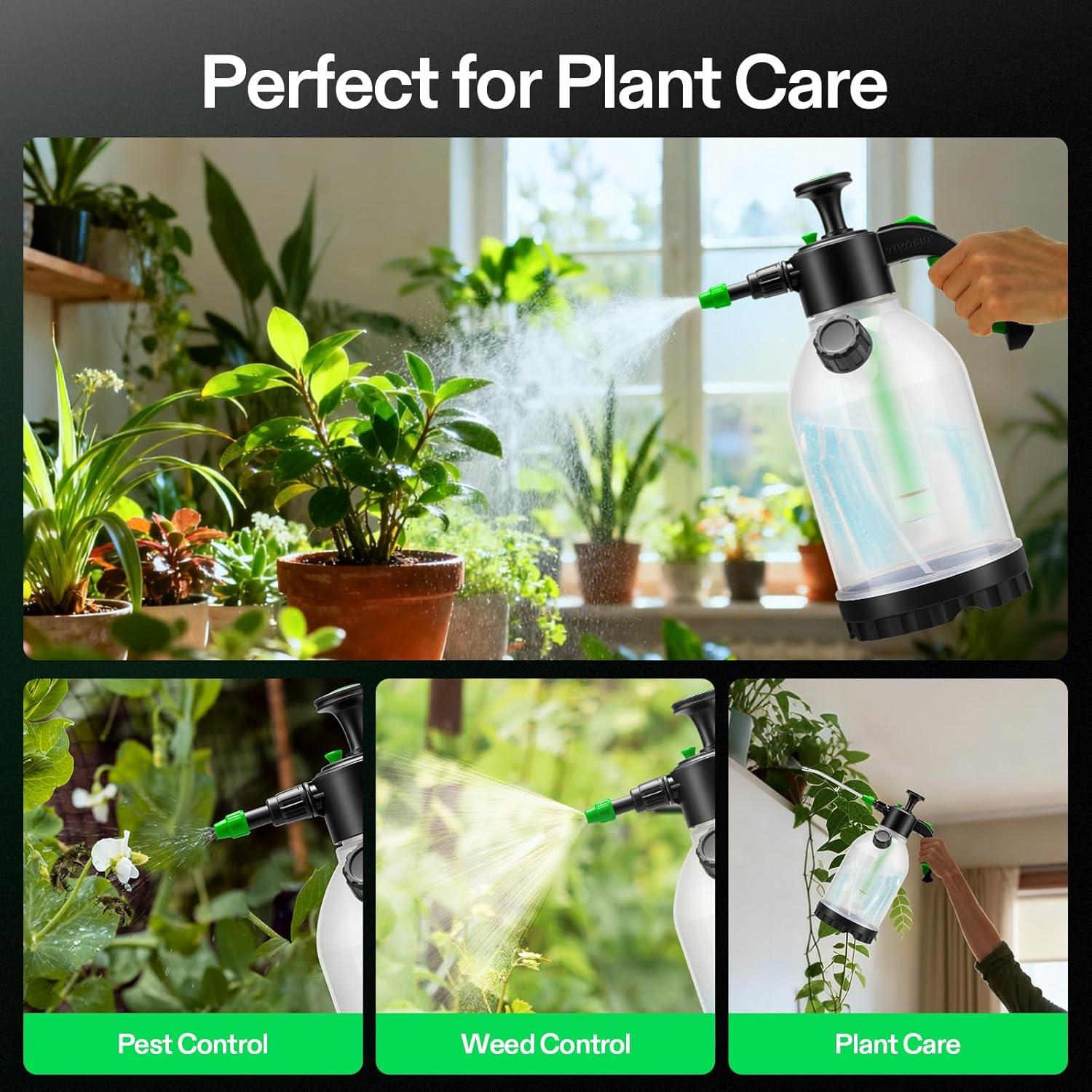 imageVIVOSUN 70oz Pump Sprayer Portable Water Spray Bottle for Spraying Plants Flowers Weeds and Cleaning Hand Pump with Side Filling Port Measuring Cup Adjustable Nozzles