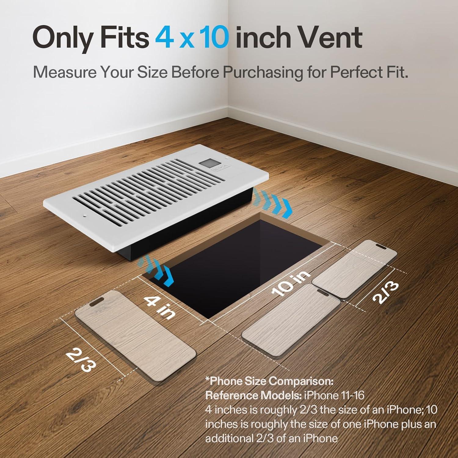 imageVIVOSUN Quiet Register Booster Fan 410 Smart Register Vent with Intelligent Thermostat Control Cooling Heating AC Vent Booster Fan BrownWhite