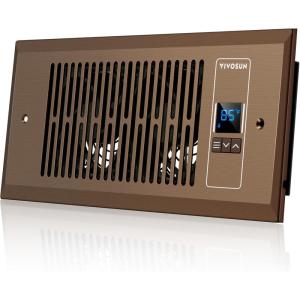 imageVIVOSUN Quiet Register Booster Fan 410 Smart Register Vent with Intelligent Thermostat Control Cooling Heating AC Vent Booster Fan BrownBrown