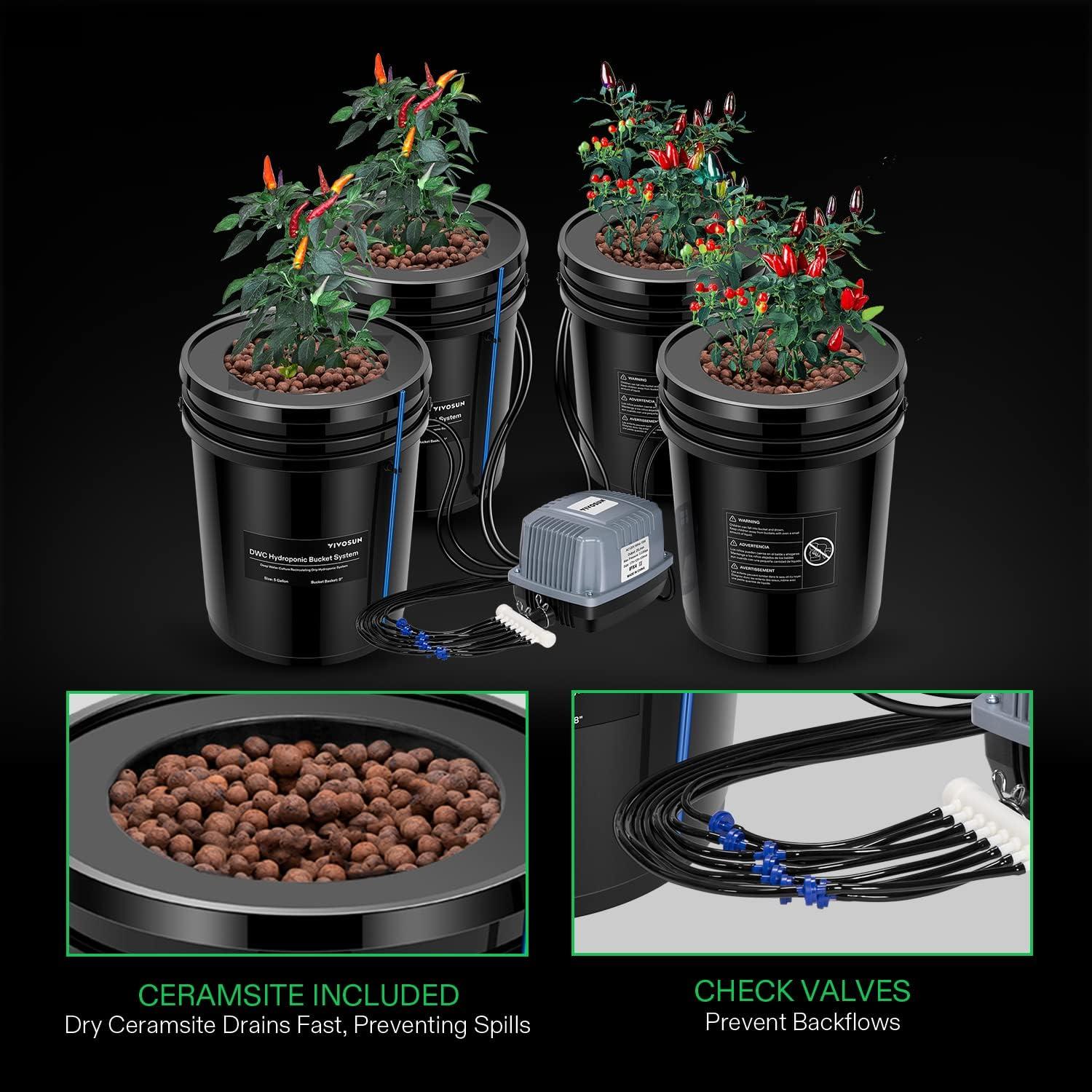 imageVIVOSUN DWC Hydroponics Grow System and Nutrients Base A ampamp B Bundle Liquid Fertilizer Supports Vegetative and Flowering Stages for Outdoor ampamp Indoor Plants Set of Quarts