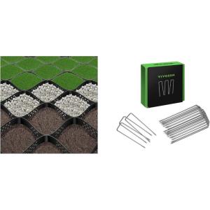 imageVIVOSUN 2 Depth Ground Grid 9x17 ft and 6 Inch 100Pack Landscape Staples Galvanized Steel Garden Stakes 11 Gauge UShaped Pins for Weed Barrier Fabric Soaker Hose Holding Fence