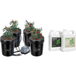 imageVIVOSUN DWC Hydroponics Grow System and Nutrients Base A ampamp B Bundle Liquid Fertilizer Supports Vegetative and Flowering Stages for Outdoor ampamp Indoor Plants Set of Quarts