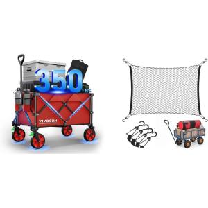 imageVIVOSUN Heavy Duty Folding Collapsible wagon Utility and Cargo Net for Garden Wagon 36quot X 30quot Heavy Duty Nylon Netting with Storage Bag for Folding Wagon Beach Cart Garden Cart Trolley Cart Black