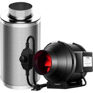 imageVIVOSUN Ventilation Kit 8 Inch 720 CFM Inline Duct Fan with 8quot x 20quot Carbon Filter Odor Control System with Australia Virgin Charcoal for Grow Tent Ventilation4 Carbon Filter