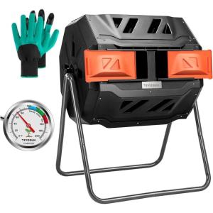 imageVIVOSUN Outdoor Tumbling Composter Dual Rotating Batch Compost Bin and Compost Thermometer Backyard Soil Thermometer with Stainless Steel Dial for Composting Bins