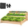 imageVIVOSUN Elevated Wooden Raised Garden Bed 48 x 24 x 30 Inches Outdoor Wood Planter Box w Bed Liner and Gloves for Garden Patio Balcony Backyard and Outdoors 220Pound Capacity48 x 48 x 21 Inches 3Tier