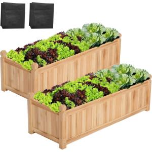 imageVIVOSUN Elevated Wooden Raised Garden Bed 48 x 24 x 30 Inches Outdoor Wood Planter Box w Bed Liner and Gloves for Garden Patio Balcony Backyard and Outdoors 220Pound Capacity435 x 16 x 14 Inches 2 Pcs