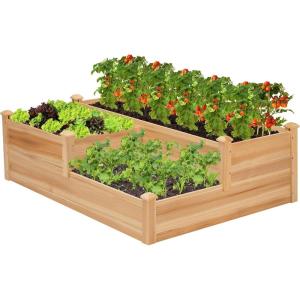 imageVIVOSUN Elevated Wooden Raised Garden Bed 48 x 24 x 30 Inches Outdoor Wood Planter Box w Bed Liner and Gloves for Garden Patio Balcony Backyard and Outdoors 220Pound Capacity425 x 345 x 15 Inches 3Tier 3Grid