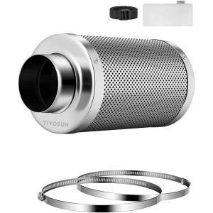 image:imageVIVOSUN 8 Inch Carbon Filter and Stainless Steel Air Ducting Clamps for Ventilation Systems in Grow Tents