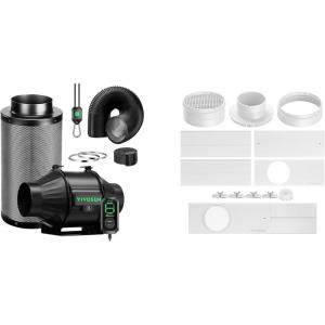 image:imageVIVOSUN Smart Air Filtration T4 Kit 4 and Window Duct Kit Portable AC Window Seal Kit Fit with 46 Ducting amp 59 Hose for Sliding Window Adjustable AC Vent Kit for Duct Fans Air Conditioner