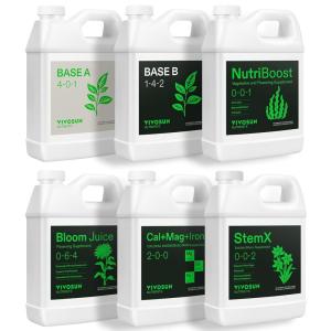 image:imageVIVOSUN Complete Nutrient System Starter Kit Plant Nutrient and Fertilizer Solution Hydroponics Growing System with Base A amp B Bloom Juice CalMag and Iron for Indoor Growers