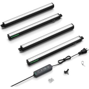 image:imageVIVOSUN T5 Grow Lights for Indoor Plants 5000K Full Spectrum 28W 4 x 7W 1FT LED Plant Light Strip with Timer amp Dimming Controller for Seed Starting Greenhouse SGS Compatible Linkable 4PackBlack