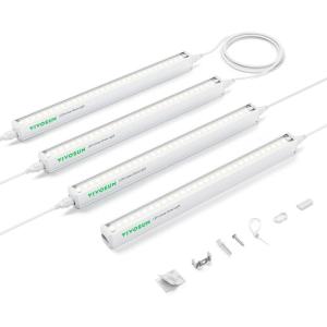 image:imageVIVOSUN T5 Grow Lights for Indoor Plants 5000K Full Spectrum 28W 4 x 7W 1FT LED Plant Light Strip with Timer amp Dimming Controller for Seed Starting Greenhouse SGS Compatible Linkable 4PackWhite