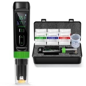 image:imageVIVOSUN Aerolab Digital pH Meter Kit 001 High Accuracy Waterproof pH Tester Pen with Replaceable Probe LCD Display Auto Temperature Compensation Calibration Powder for Hydroponics Gardening