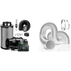 image:imageVIVOSUN Smart Air Filtration PRO G6 Kit 6 and 6 Inch 25 Feet Flex Air Aluminum Duct for Ventilation 2 Clamps Included Long HeavyDuty MultiLayer Dryer Hose Vent Kit Duct Fan Systems
