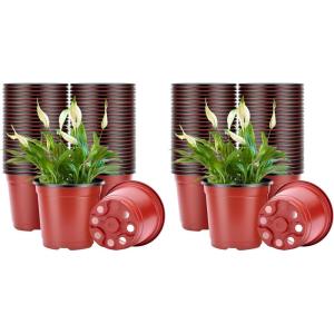 image:imageVIVOSUN 50 Pcs 6 Inch Plastic Plant Nursery Pots Seed Starting Pot Flower Plant Container for Seedlings Cuttings Transplanting Pack of 2