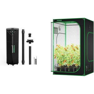image:imageVIVOSUN AeroStream H19 Intelligent Environmental 19L Humidifier and S558 5x5 Grow Tent 60x60x80 High Reflective Mylar with Observation Window and Floor Tray for Hydroponics Indoor Plant f