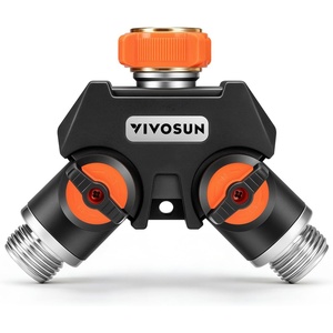 image:imageVIVOSUN Garden Hose Splitter 2 Way HeavyDuty Dual Water Hose Connector with Durable Metal Body Outdoor Faucet Adapter with Comfortable Rubberized Grip for Drip Irrigation Lawns