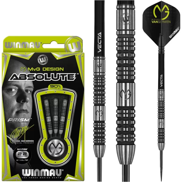 Michael Van Gerwen MvG Absolute Tungsten Darts Set with Prism Flights and Vecta Shafts 
