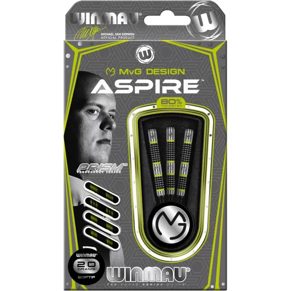 Michael Van Gerwen MvG Aspire 80% Tungsten Darts Set with Prism Flights and Nylon Shafts 