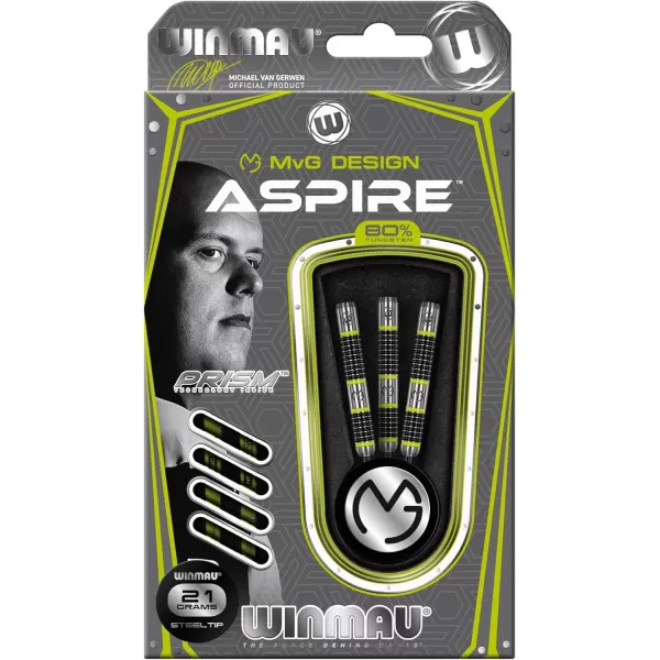 Michael Van Gerwen MvG Aspire 80% Tungsten Darts Set with Prism Flights and Nylon Shafts 