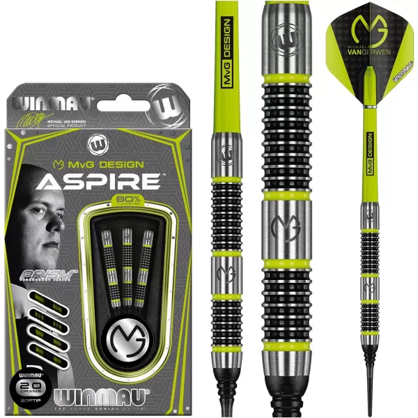 Michael Van Gerwen MvG Aspire 80% Tungsten Darts Set with Prism Flights and Nylon Shafts 