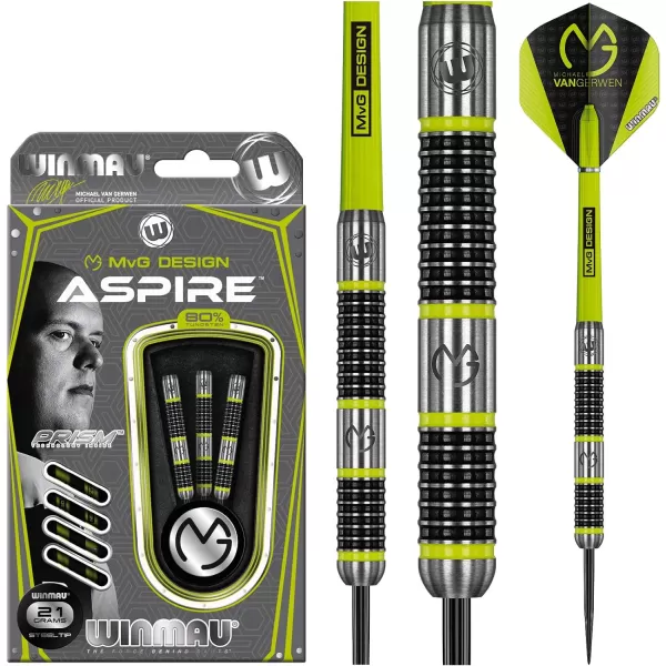 Michael Van Gerwen MvG Aspire 80% Tungsten Darts Set with Prism Flights and Nylon Shafts 