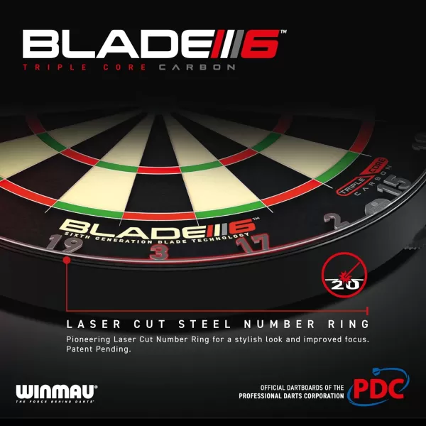 WINMAU Blade 6 Professional Bristle Dartboard with Official Tournament Specifications – endorsed by The PDC