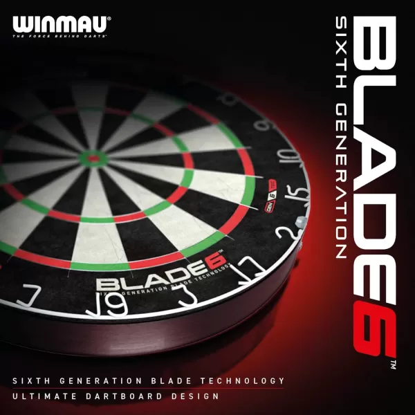 WINMAU Blade 6 Professional Bristle Dartboard with Official Tournament Specifications – endorsed by The PDC