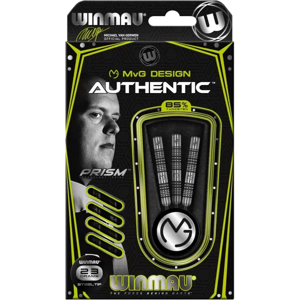 WINMAU Michael Van Gerwen MvG Authentic Tungsten Steeltip Darts Set with Prism Flights and Shafts 