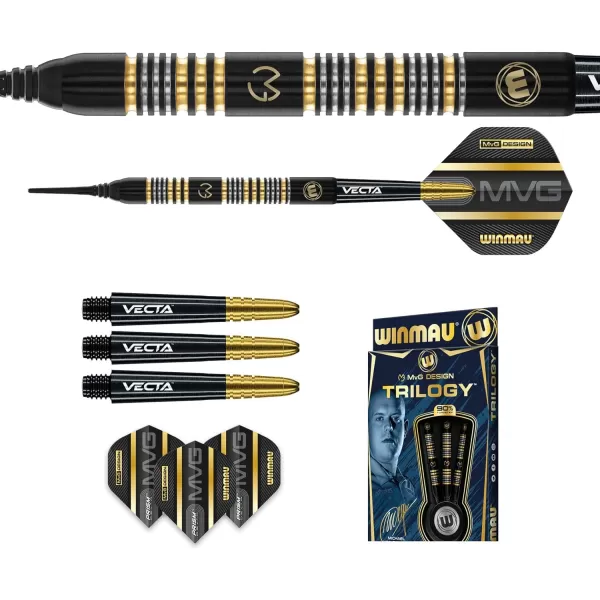 Winmau Michael Van Gerwyn MvG Trilogy 90% Tungsten Professional Steeltip Tungsten Darts Set with Flights and Stems 
