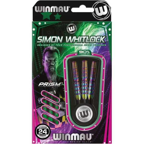 Winmau Simon Whitlock Urban World Cup Edition 24g Gram Professional Steeltip Tungsten Darts Set with Flights and Stems 