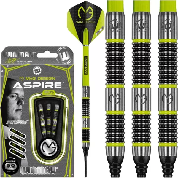 Michael Van Gerwen MvG Aspire 80% Tungsten Darts Set with Prism Flights and Nylon Shafts 