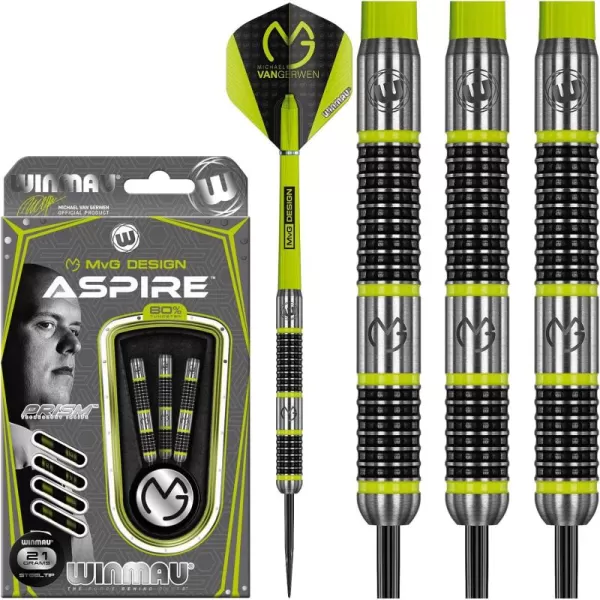 Michael Van Gerwen MvG Aspire 80% Tungsten Darts Set with Prism Flights and Nylon Shafts 