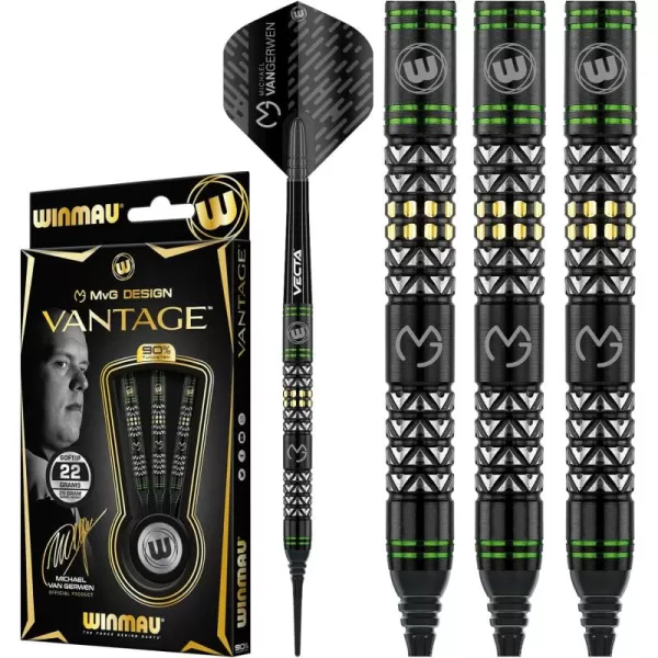 Michael Van Gerwen MvG Vantage 90% Tungsten Darts Set with Flights and Stems 