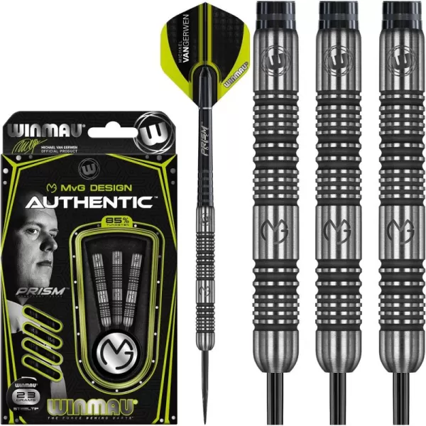 WINMAU Michael Van Gerwen MvG Authentic Tungsten Steeltip Darts Set with Prism Flights and Shafts 