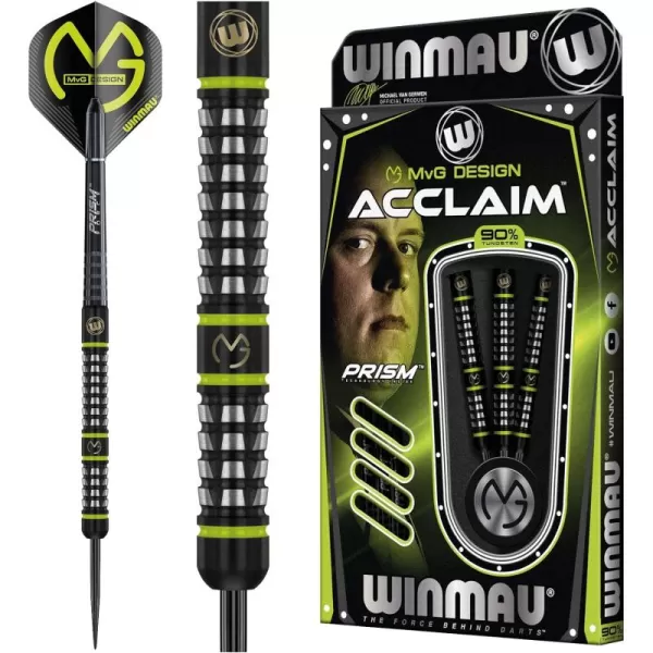 WINMAU MvG Acclaim Tungsten Steel Tip Darts 25g Set with Flights and Shafts