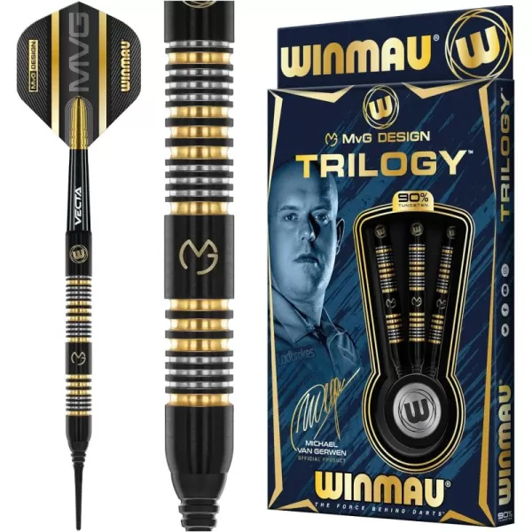 Winmau Michael Van Gerwyn MvG Trilogy 90% Tungsten Professional Steeltip Tungsten Darts Set with Flights and Stems 