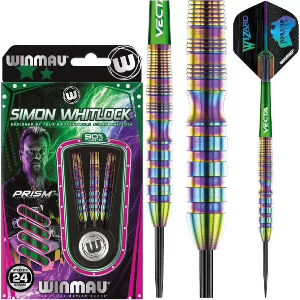 Winmau Simon Whitlock Urban World Cup Edition 24g Gram Professional Steeltip Tungsten Darts Set with Flights and Stems 